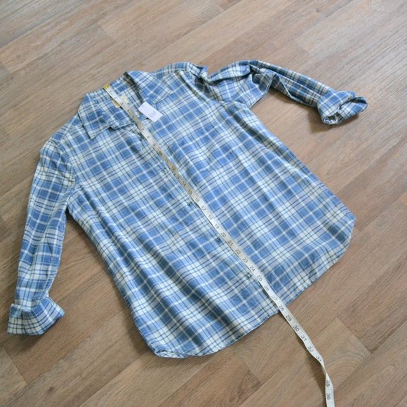 NWT Gap Women's Chambray Denim Plaid Button-up Shirt Size Small Tall - Picture 3 of 5